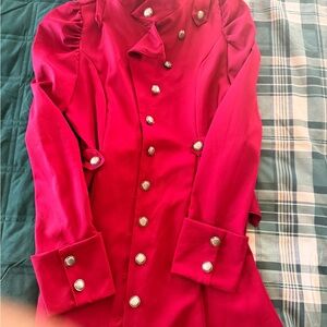 Stylish Red Coat with Button Details